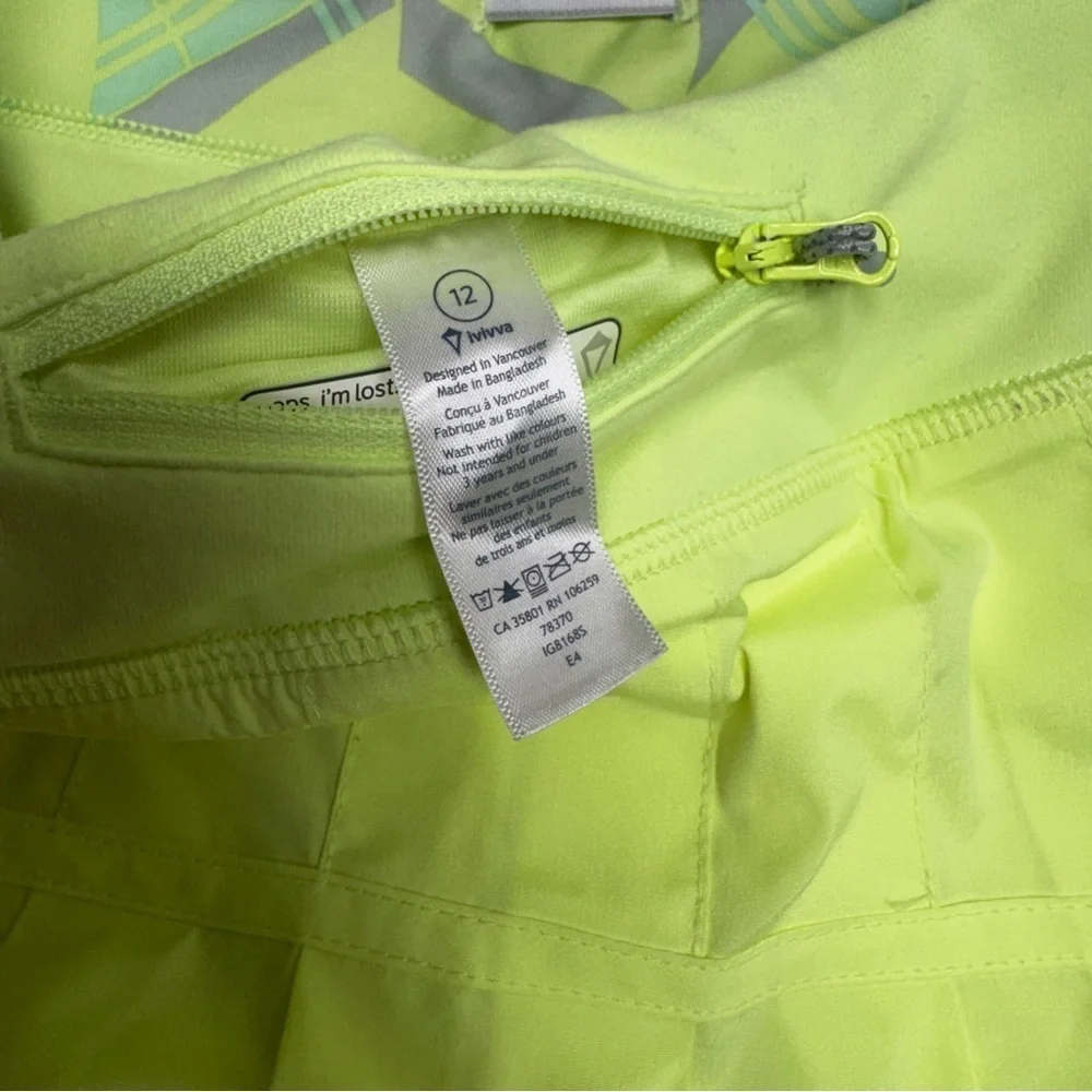 Ivivva girls skort size 12 Neon Yellow Layered Skirt